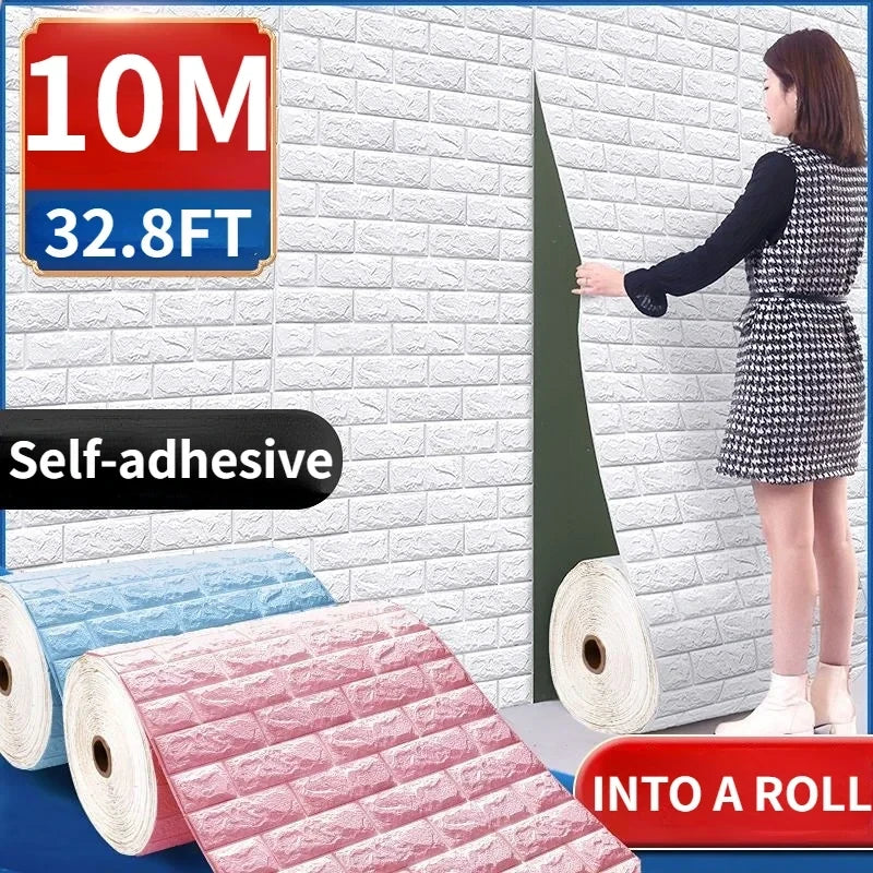 Adhesivo Pared Ladrillo Espuma 3D